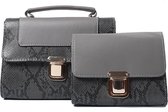 Set Tassen - Handtas en Clutch - Imitatie Slangenleer - Grijs - Dielay