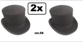 2x Hoge hoed zwart wolvilt mt.58/59