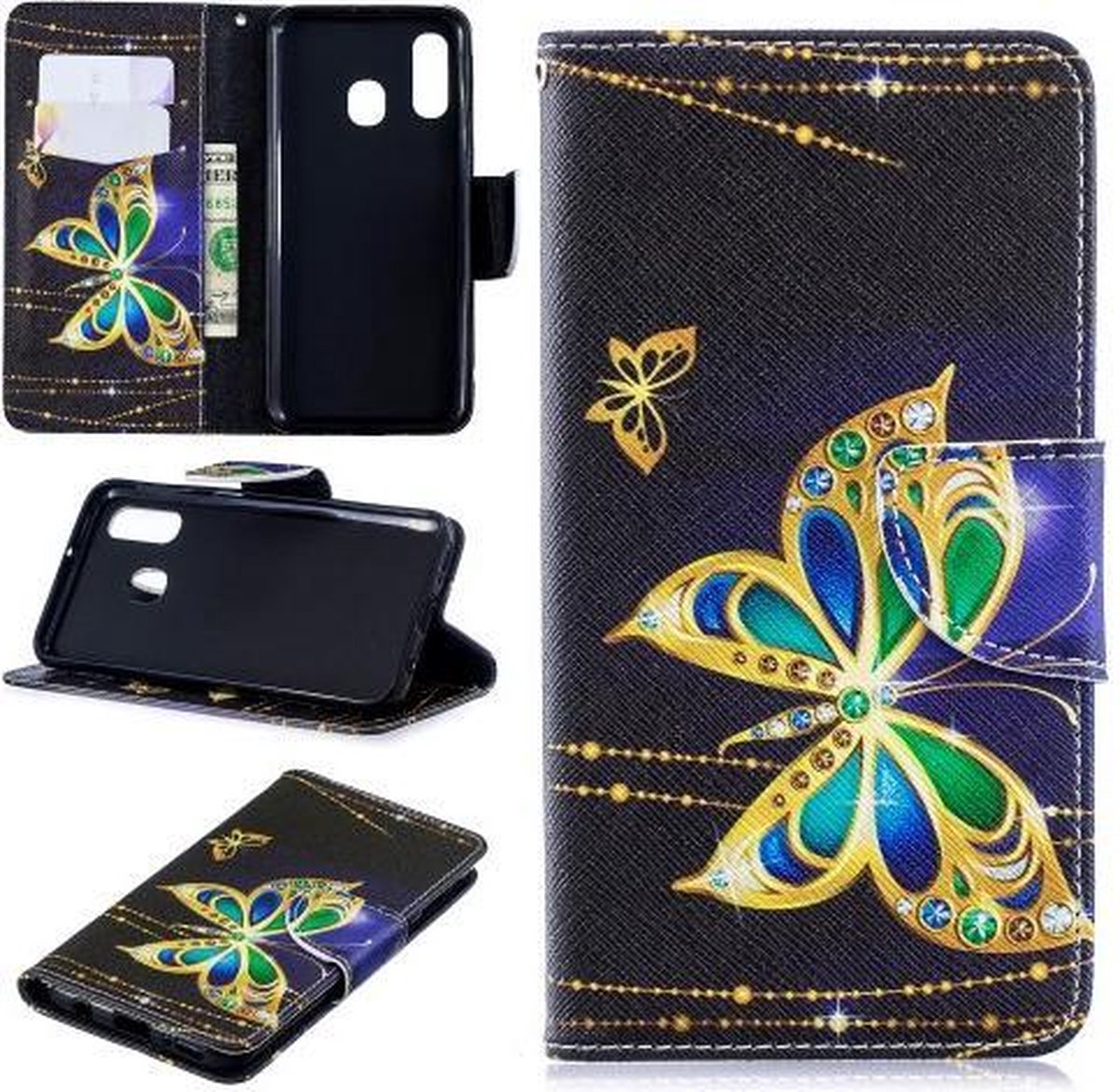 Diamant vlinder agenda wallet case hoesje Samsung Galaxy A25