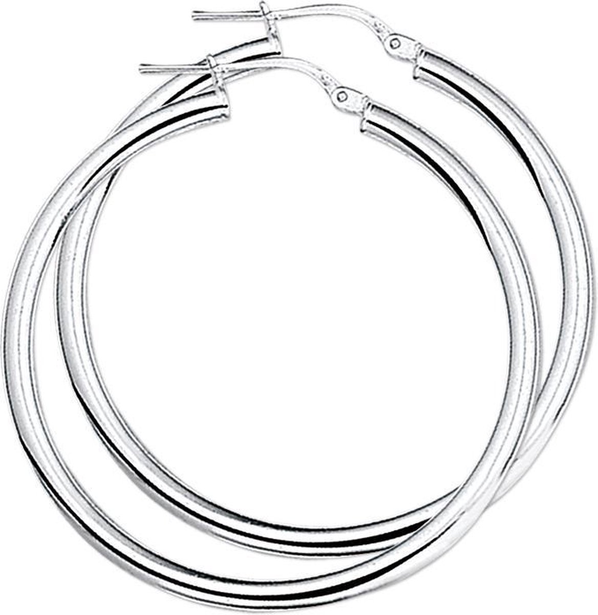 The Jewelry Collection Oorringen Ronde Buis - Zilver