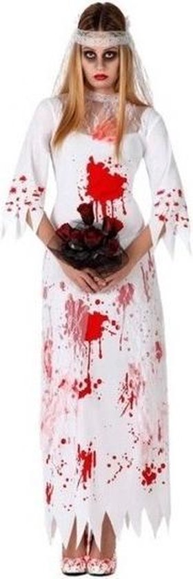 Wijden schoolbord Sobriquette Halloween Bloederige zombie/spook bruid horror verkleed kostuum voor dames  38/40 | bol.com