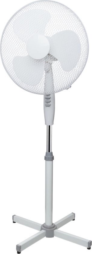 Statiefventilator Urban Living 45W wit 40cm stil 3 snelheden timer verstelbaar 107-126 cm