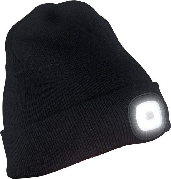 ATNKE LED-muts – Oplaadbaar Via USB, 4 Felle LED-lampjes, Donkergrijs, Winterwarm En Geschikt Voor Dames En Heren (één Maat)
