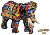 Luxe spaarpot olifant blauw van keramiek 22 cm - Olifanten safaridieren spaarpotten - Cadeau