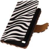Zebra Bookstyle Wallet Case Hoesjes voor Huawei Ascend Y550 Wit