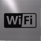 RVS deurbordje pictogram: wifi | 5 jaar garantie | VIERKANT 125X125MM | Zelfklevend | Plakstrip