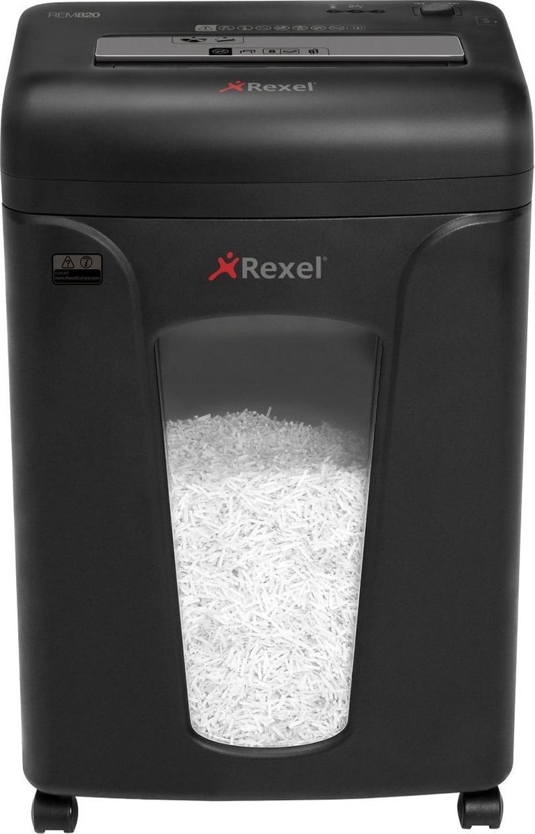 Rexel Mercury REM820 Papierversnipperaar P-5 Micro voor Thuiskantoor/Thuiswerkplek - Invoer tot 8 A4 Vellen - Zwart - Rexel
