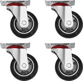 Zwenkwielen - bokwielen - rubbberen wielen - diameter wiel 75mm - set van 4 stuks