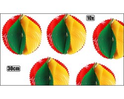 10x PVC decoratie bal rood/geel/groen 30 cm. BRANDVEILIG