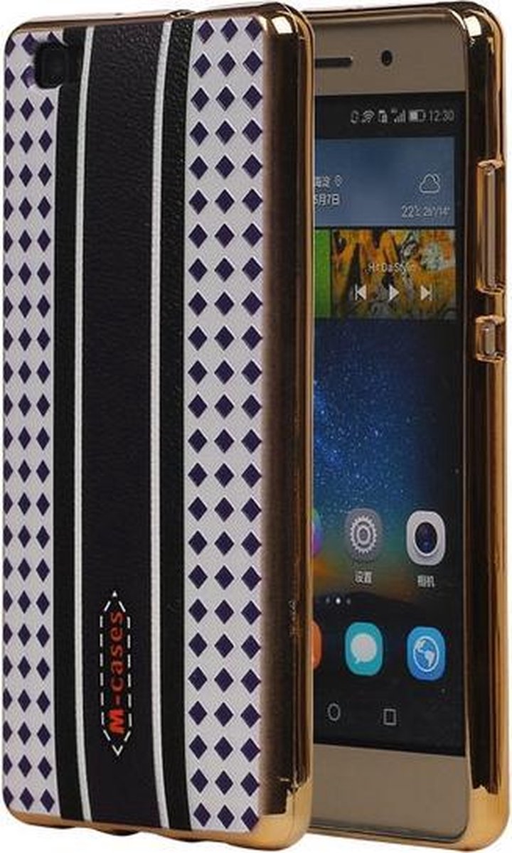 M-Cases Bruin Paars Ruit Design TPU back case cover hoesje voor Huawei P8 Lite