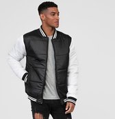 Varsity puffer jacket, Kleur Jet Black/ White, Maat M