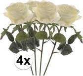 4 x Witte roos Simone steelbloem 45 cm - Kunstbloemen