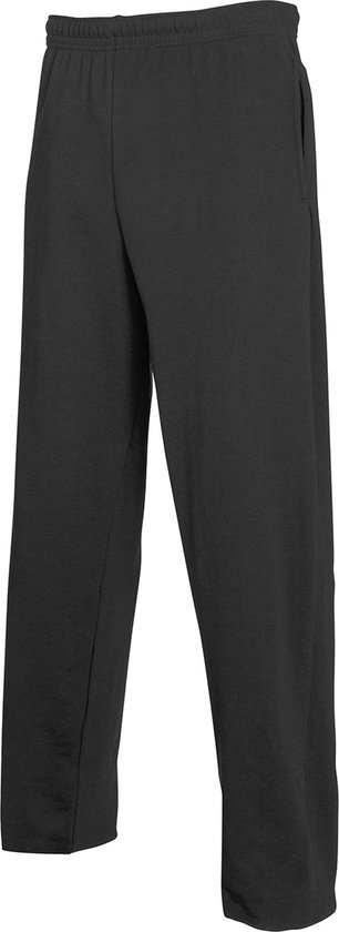 Zwarte joggingbroek met rechte pijpen, vooraanzicht.