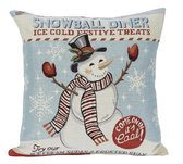 Kussenhoes - Kerst - Snowball - Sneeuwpop - met glitterdraad