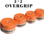 Overgrip Oranje (2+2!) - Racket overgrip - Tennisgrip - Softgrip - Absorberende overgrip - Tennis - Soft - Extra grip - 4 Stuks - Badminton - Squash - Padel