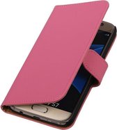 Étui Portefeuille Samsung Galaxy S7 de Type Livre Solide Rose