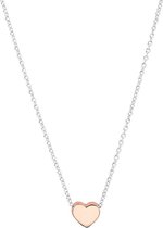 The Fashion Jewelry Collection Ketting Hartje 1,1 mm 41 + 4 cm - Zilver