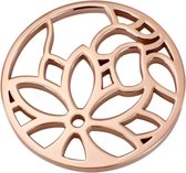 Quiges - Munt Rond 33mm Rosé goudkleurig Bloem Ornament - EPR047