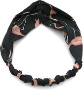 Haarband Flamingo Zwart | Polyester | Elastische Bandana | Fashion Favorite