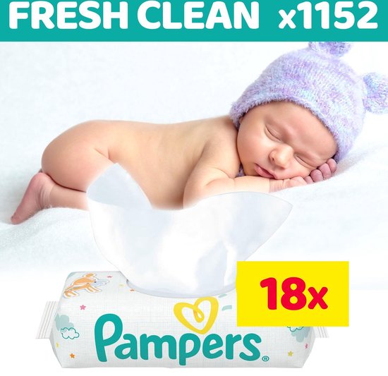 Pampers Fresh Clean billendoekjes - 1152 Stuks (18x64) - Babydoekjes | Voordeelverpakking