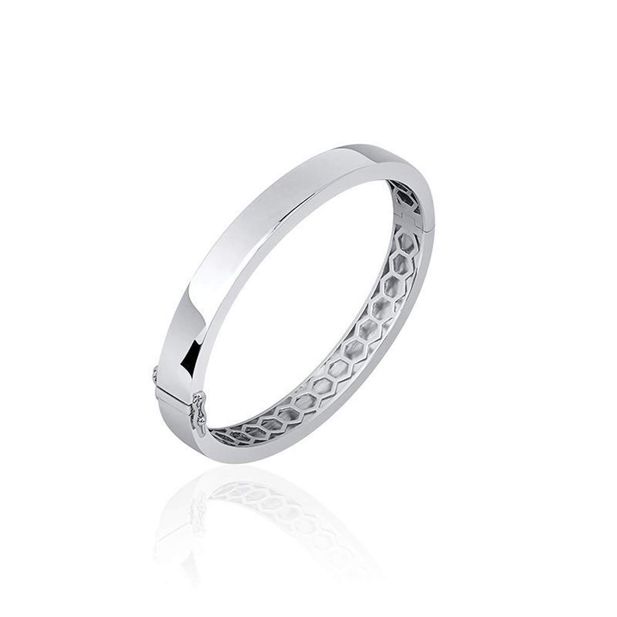 Jewels Inc. - Armband - Bangle Vlak Gepolijst - 8mm Breed - Maat 60 - Gerhodineerd Zilver 925