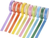 Washi Tape Color  - 10 rollen 7 mm x 5 meter Masking Tape Slim