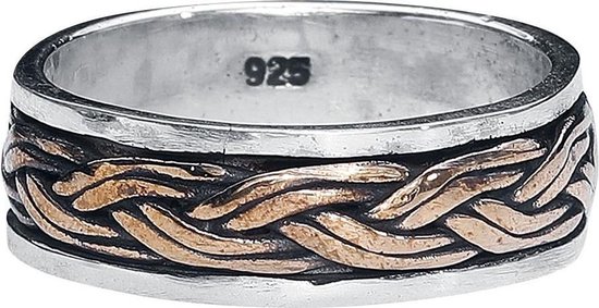 Keltische knoop 925 zilveren ring met brons maat 56 (R156.56)