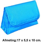 Rojafit Make-up tasje met Spiegel - Waffle - Blauw (Afmeting 17 x 5,5 x 10 cm.)