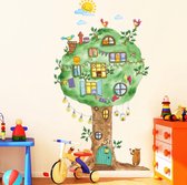 Muursticker Boom met dieren - Groot formaat - 85x120 cm