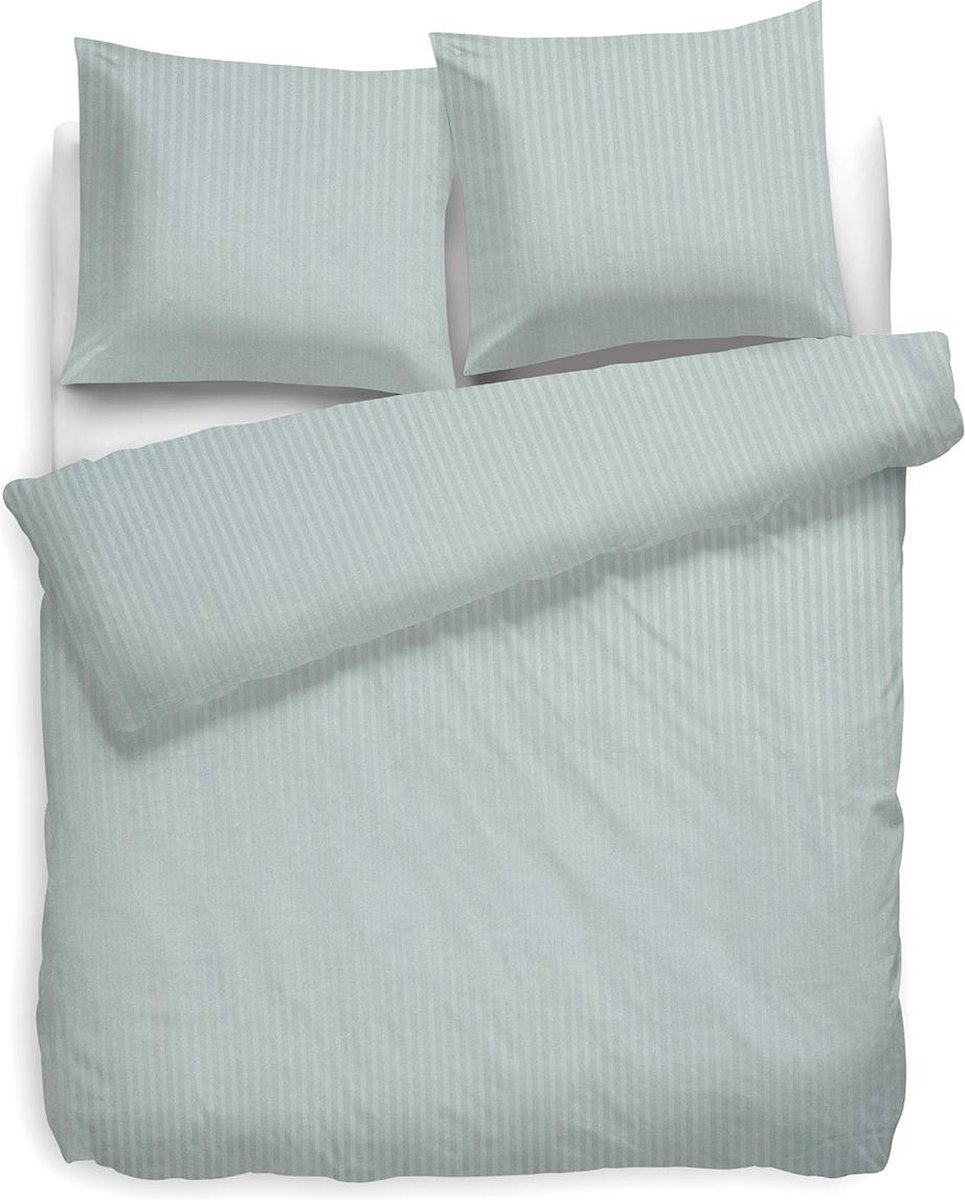 HnL Living Satin Stripe - Dekbedovertrek - Lits-jumeaux - 240 x 200/220 cm - zachtblauw