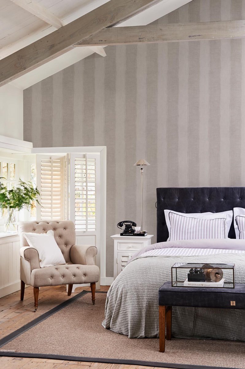Rivi�ra Maison R.M Anvers Linen Stripe - Behang - 1 m x 53 cm - Lichtblauw