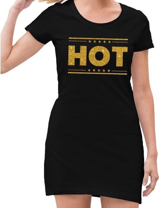 Toppers - Hot jurkje zwart met gouden glitters voor dames
