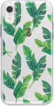 Fooncase Hoesje Geschikt voor iPhone XR - Shockproof Case - Back Cover / Soft Case - Banana leaves / Bananen bladeren