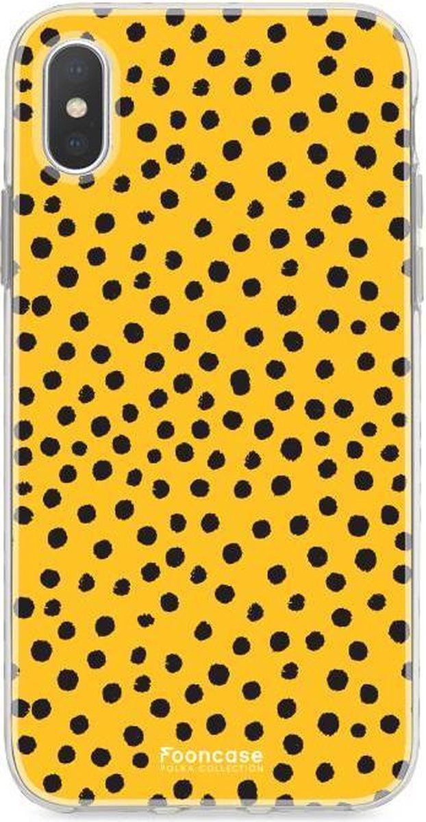 iPhone XS hoesje TPU Soft Case - Back Cover - POLKA / Stipjes / Stippen / Oker Geel