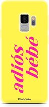 Fooncase Hoesje Geschikt voor Samsung Galaxy S9 - Shockproof Case - Back Cover / Soft Case - Adios Bebe / Geel & Roze