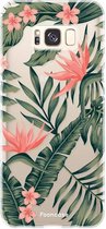 Samsung Galaxy S8 Plus hoesje TPU Soft Case - Back Cover - Tropical Desire / Bladeren / Roze