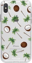Fooncase Hoesje Geschikt voor iPhone XS - Shockproof Case - Back Cover / Soft Case - Coco Paradise / Kokosnoot / Palmboom