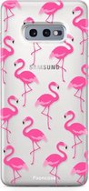 Fooncase Hoesje Geschikt voor Samsung Galaxy S10e - Shockproof Case - Back Cover / Soft Case - Flamingo
