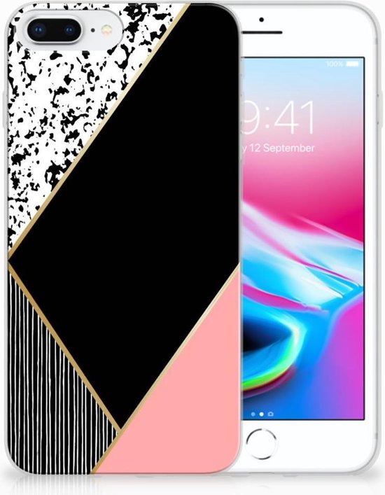 GSM Hoesje Backcase iPhone 7 Plus | Plus Black Pink Shapes | bol.com