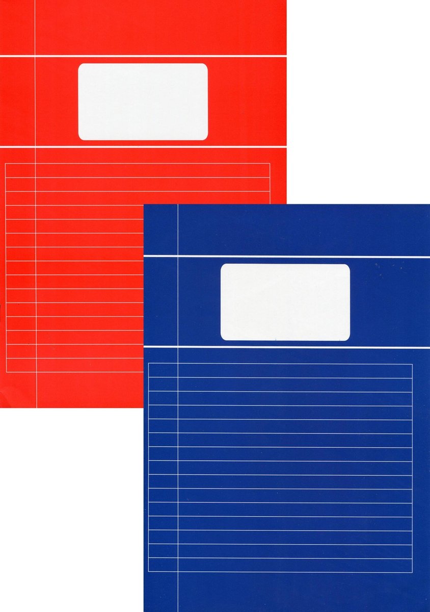 Benza - Basic Schriften A4 Lijn - Blauw en rood - 6 stuks