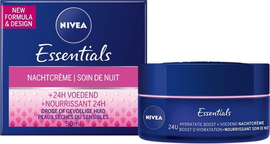 NIVEA Essentials Herstellend Droge of Gevoelige Huid Nachtcrème