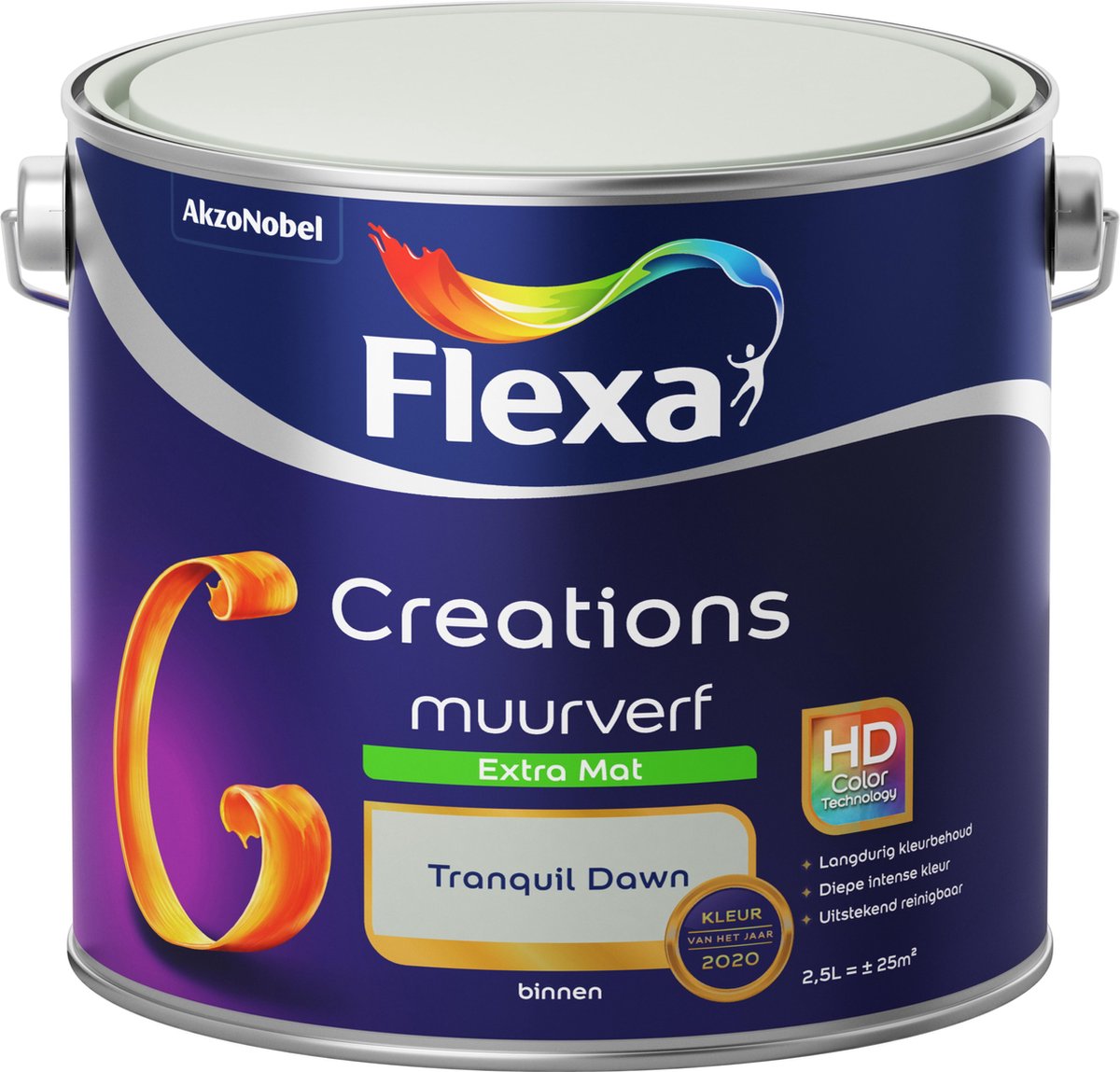 Flexa Creations - Muurverf Extra Mat - Tranquil Dawn - Kleur van het Jaar 2020 - Groen - 2,5 liter- - Flexa