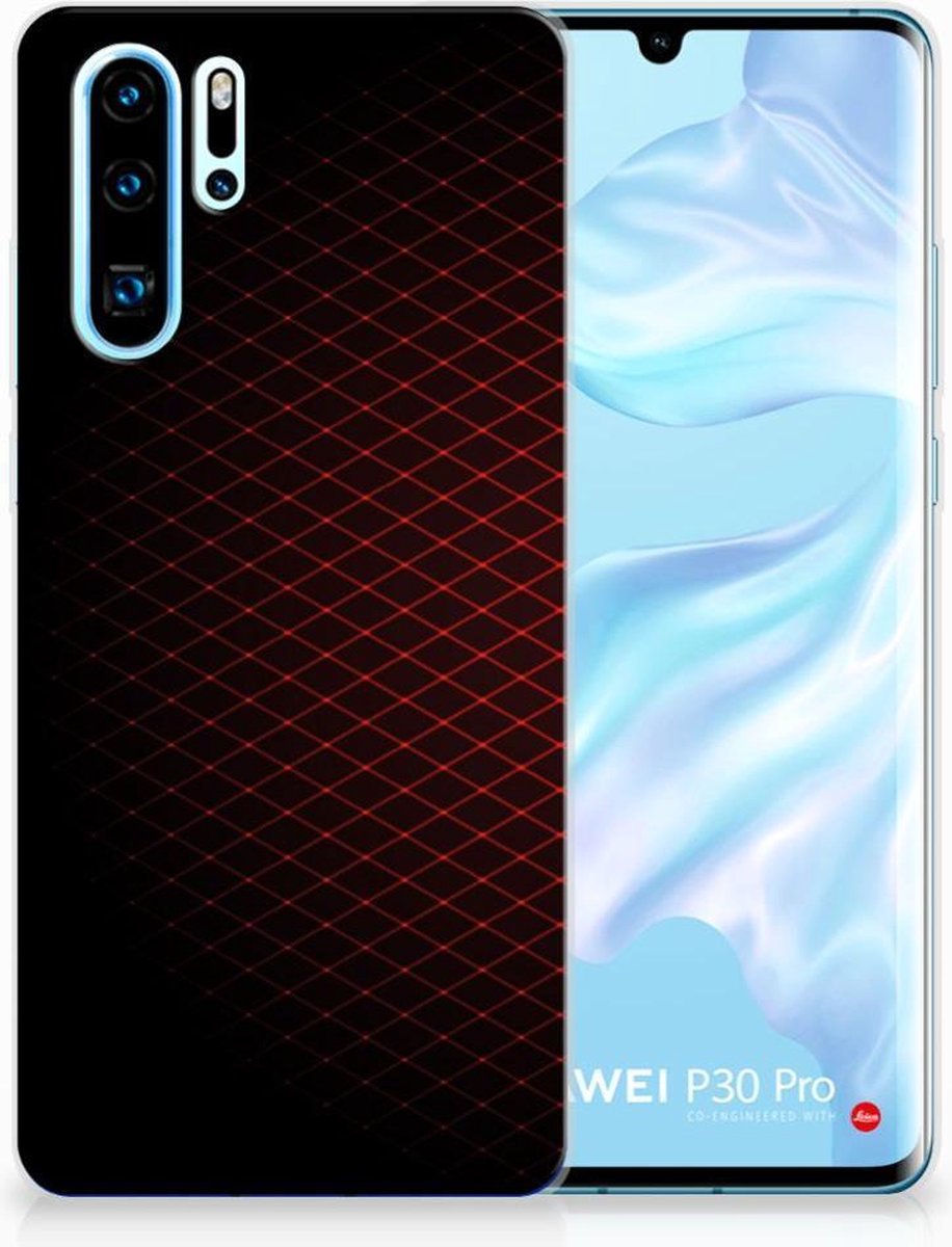 Back Cover voor Huawei P30 Pro TPU bumper Geruit Rood