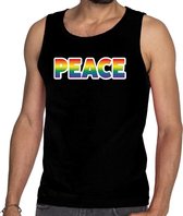 Peace gay pride tanktop/mouwloos shirt zwart heren L