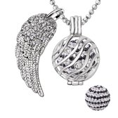 Quiges Engelenroeper 18mm Bolhouder met Ketting 90cm en Bolletje - Dames - Zilverkleurig Golven - EBS18060