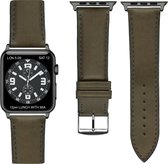 Italiaans leder Top kwaliteit Apple watch horlogebandje Kaki (38mm)  zwarte adapter