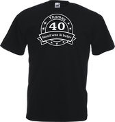 Mijncadeautje - Unisex T-shirt - Hoera 40 nooit was ik beter - met voornaam - zwart - maat L