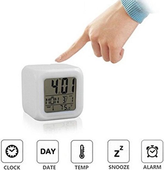 Wekker 7-kleuren Led Vierkante Klok Digitale Wekker Met Tijd Temperatuur Wekker En Datum Wekker 7-kleuren Led Vierkante Klok Digitale Wekker Met Tijd Temperatuur Wekker En Datum
