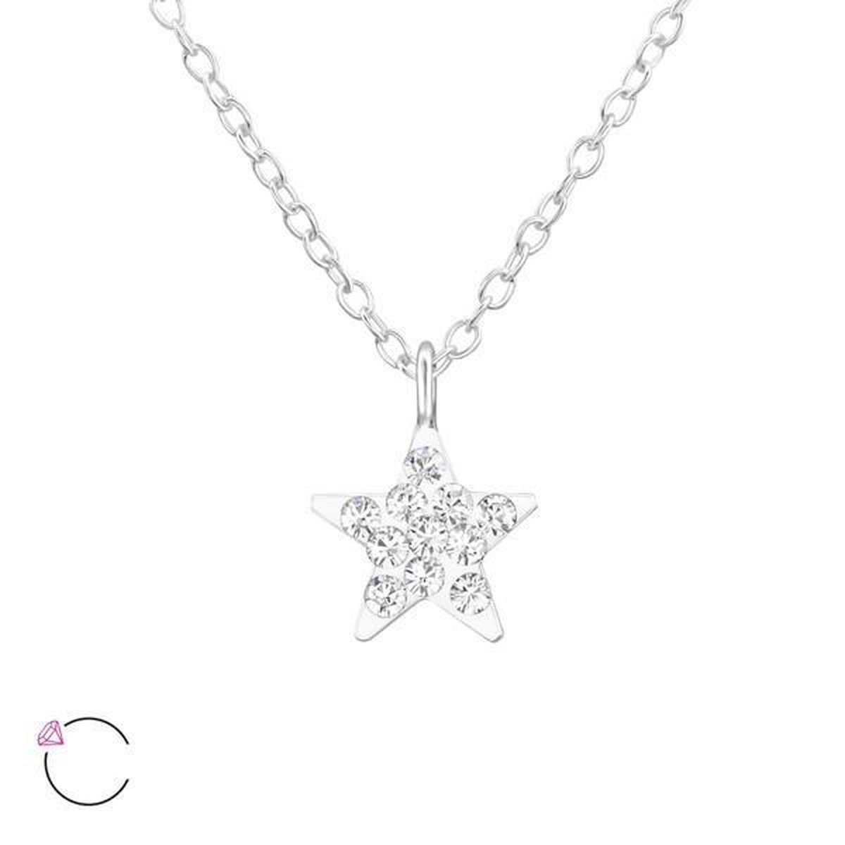Amanto Ketting Ezzie - 925 Zilver - Swarovski® - Ster - 8x9mm - 36+3cm