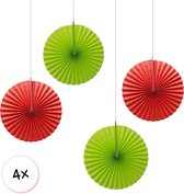 Waaiers Rood & Licht groen 4 stuks 30 cm